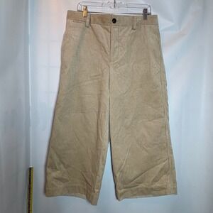 Vince Womens Light Oak Corduroy Wide‎ Leg Cropped Pants Size 14
